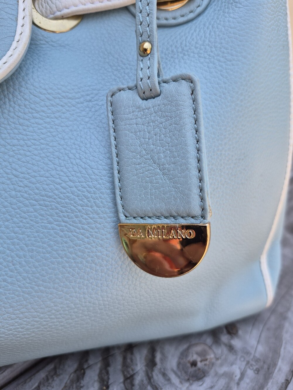 Da Milano Genuine Pebbled Leather Satchel Handbag - Picture 3 of 16